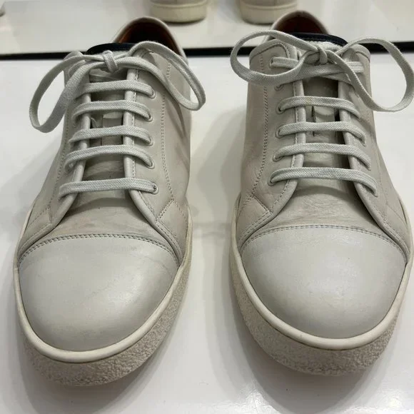 靴 John Lobb, Levah Leather Sneakers John Lobb - Levah Chalk Brushed Leather Sneaker | Mitchell